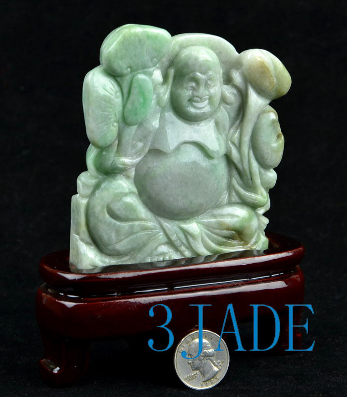 A Grade Jadeite Jade Buddha Statue Carving Sculpture w/ certificate