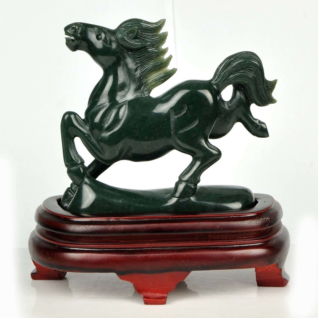 Hand Carved Natural Nephrite Jade Carving: Horse Statue 