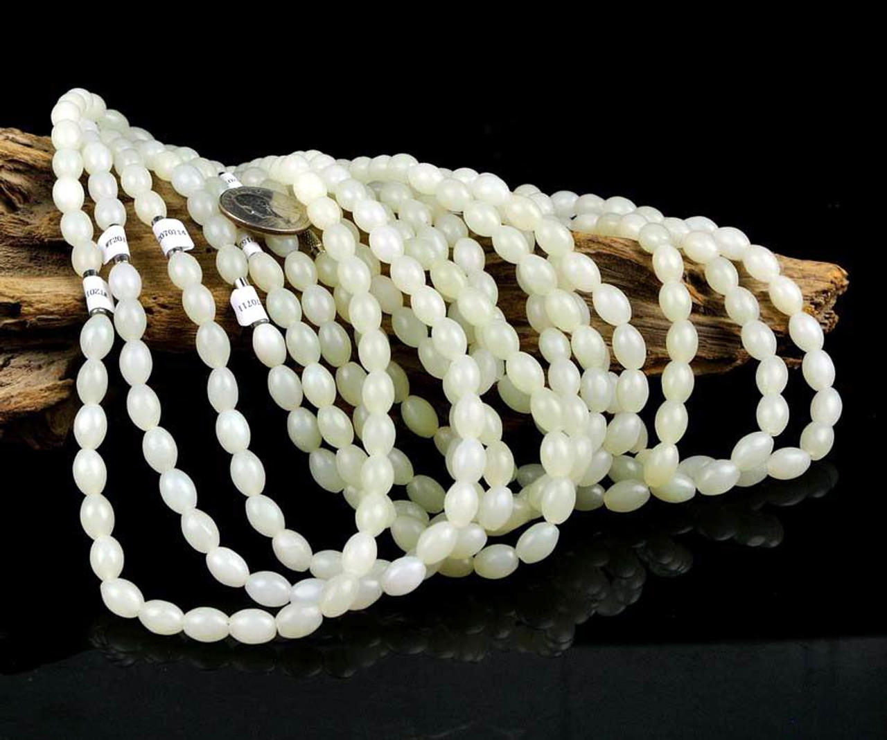 white jade barrel beads