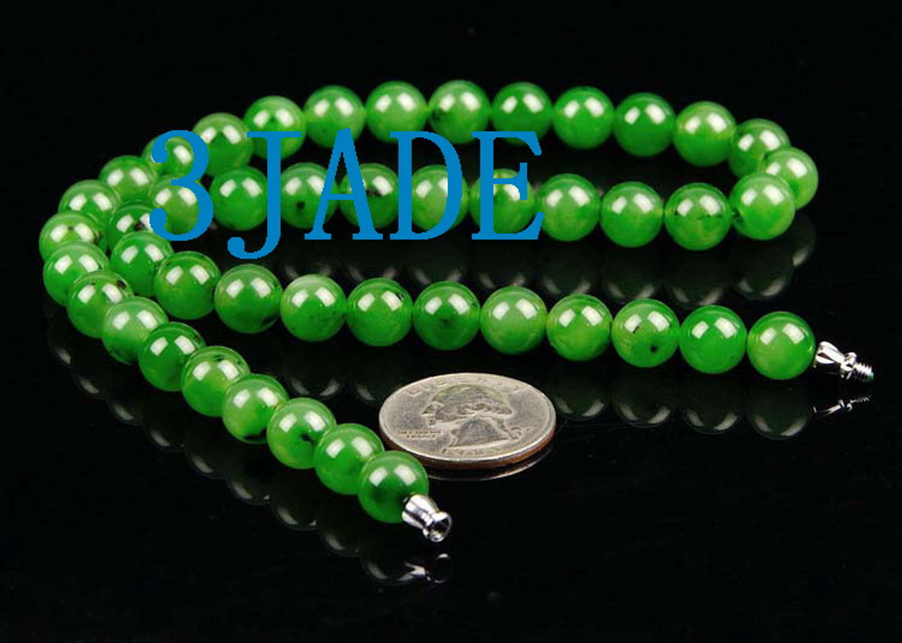 Green Nephrite Jade Beads Necklace