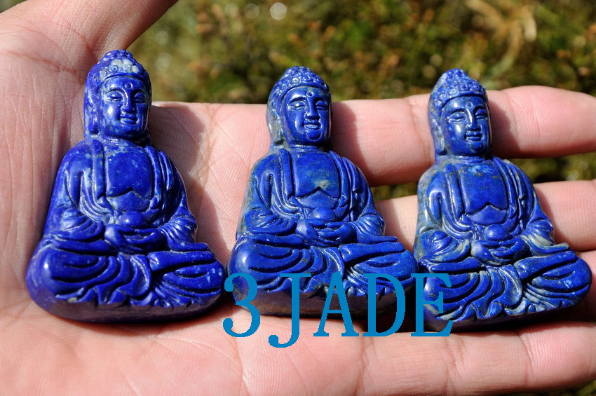 Natural Lapis Lazuli Gemstone Carving: Shakyamuni Buddha Amulet Pendant Talisman -GZ00091