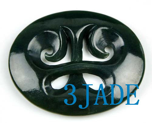 Collier Pendentif En Jade Néphrite Sculpté - Motif Maori Koru Double Cercle, Marque 81stgeneration