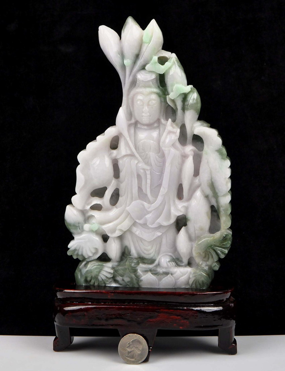 A grade jade Kwan yin statue