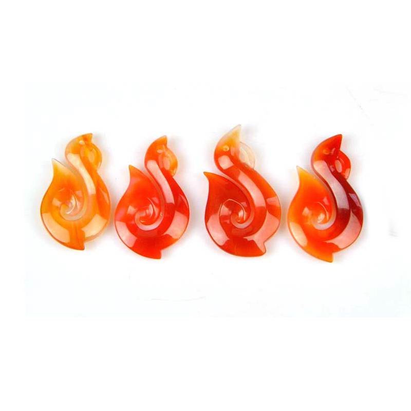 4pcs Carnelian Red Agate Hei Matau Fish Hook Pendants NZ Maori Carving Wholesale -G031027