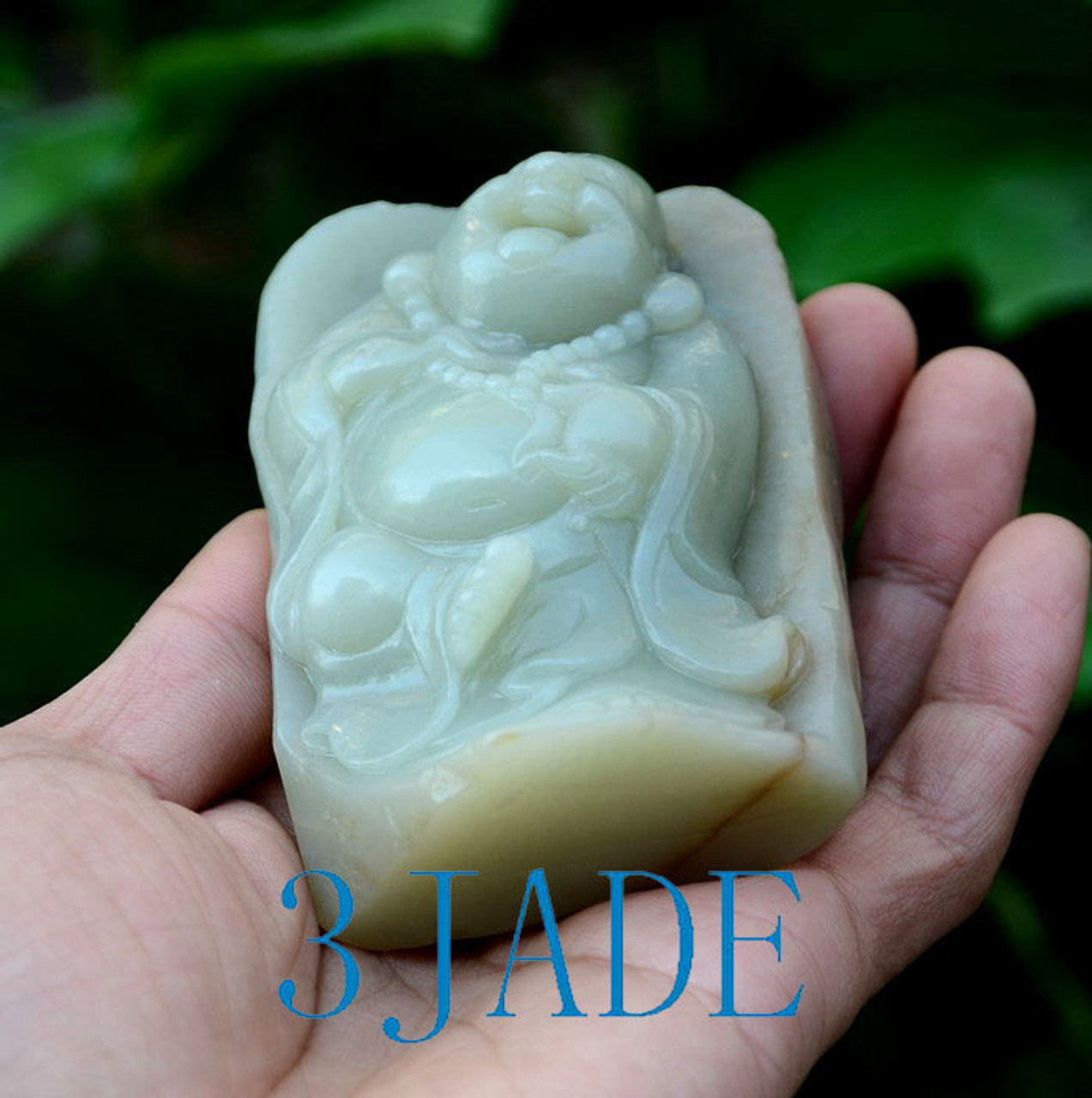 Natural Hetian Jade Maitreya Buddha Statue Sculpture Carving w/ Certificate -J026208