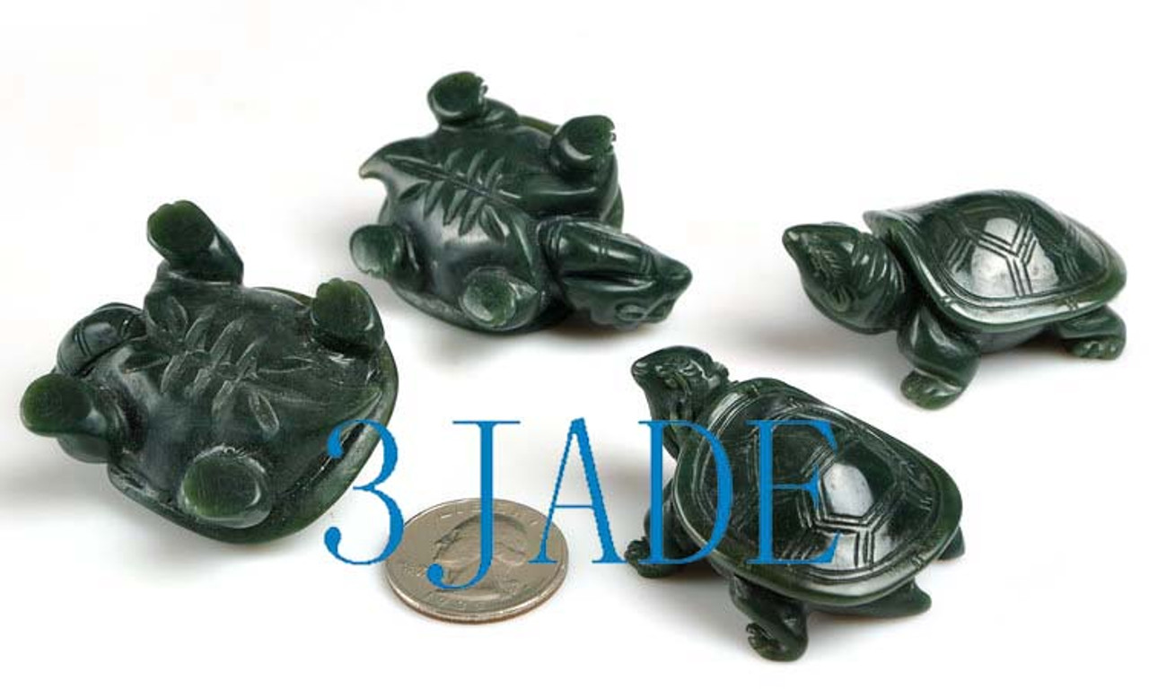 4pcs Natural Nephrite Jade Turtle Figurines Carving Wholesale -J023498