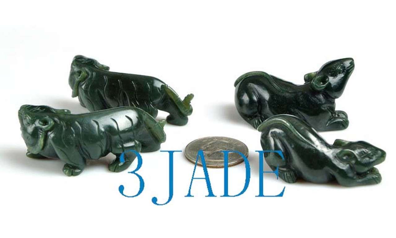 jade tiger mouse figurines