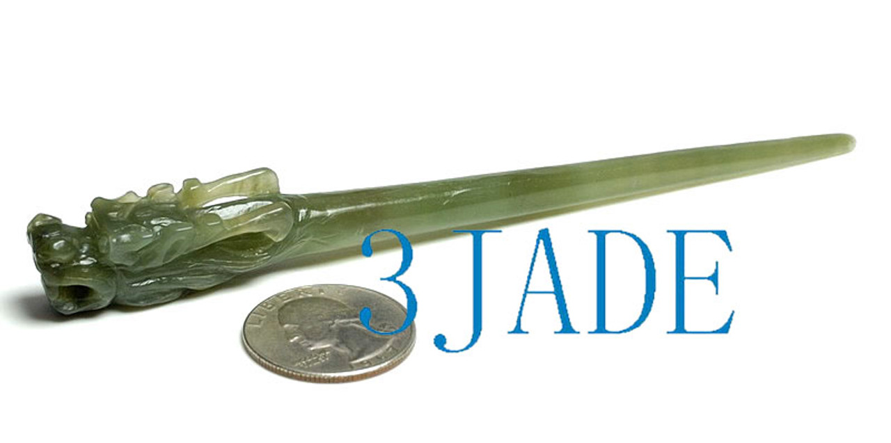 Natural Hetian Nephrite Jade Hair Stick /Hand Carved Hairpin Hair Pin -  3JADE wholesale of jade carvings, jewelry, collectables, prayer beads