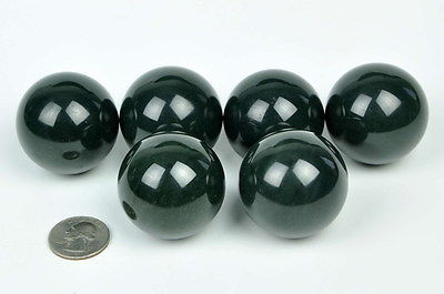 Pair of Natural Nephrite Jade Balls / Spheres Crystal Healing 41mm-42mm -Q018047