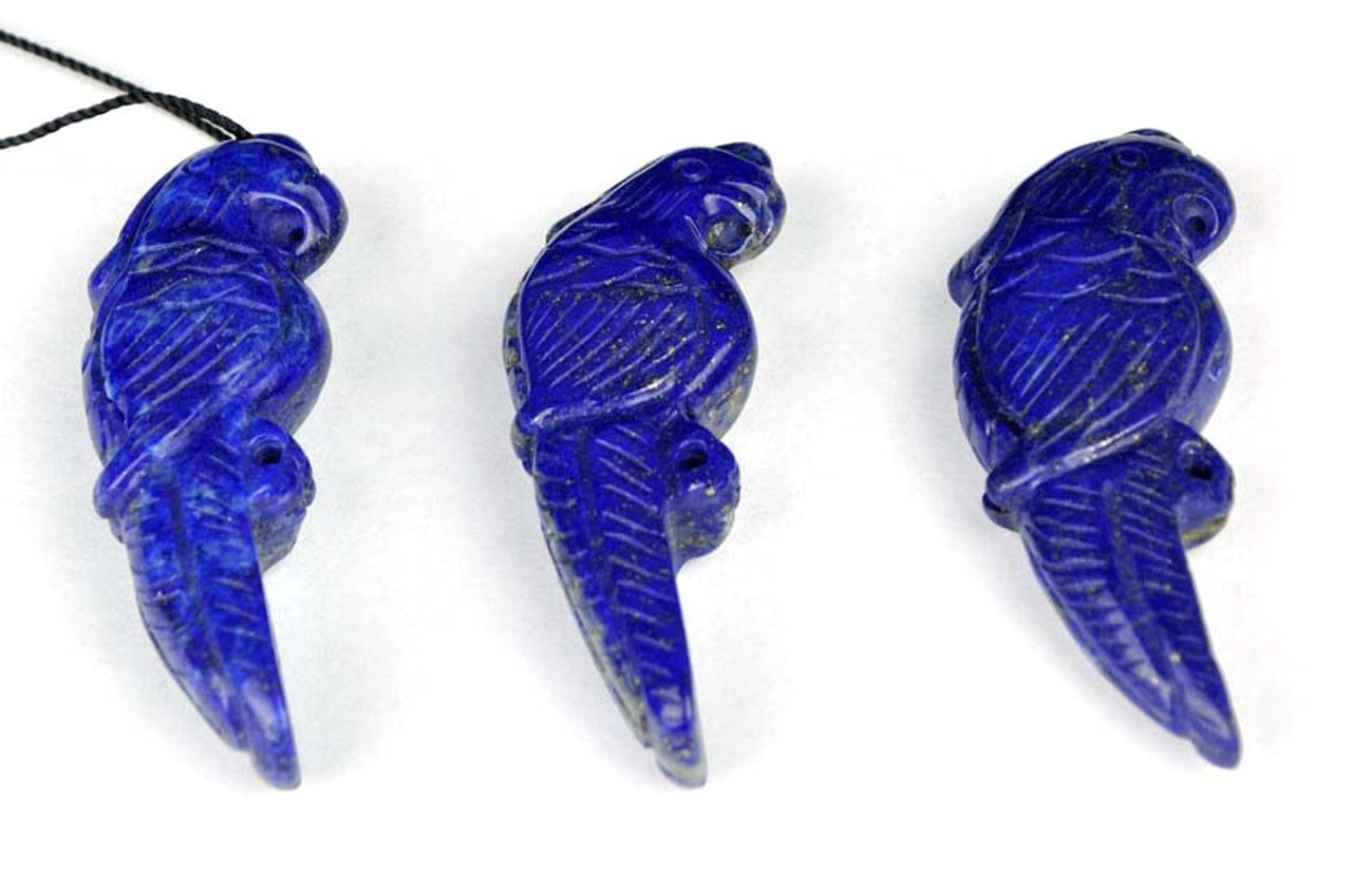 Natural Lapis Lazuli Parrot Bird Pendant Necklace Figurine Gemstone Carving -GZ00090