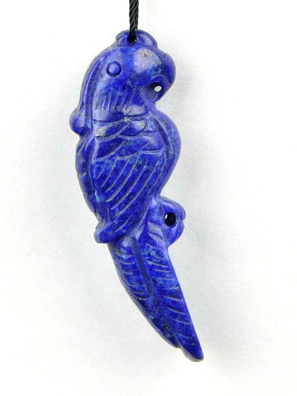 Natural Lapis Lazuli Parrot Bird Pendant Necklace Figurine Gemstone Carving -GZ00090