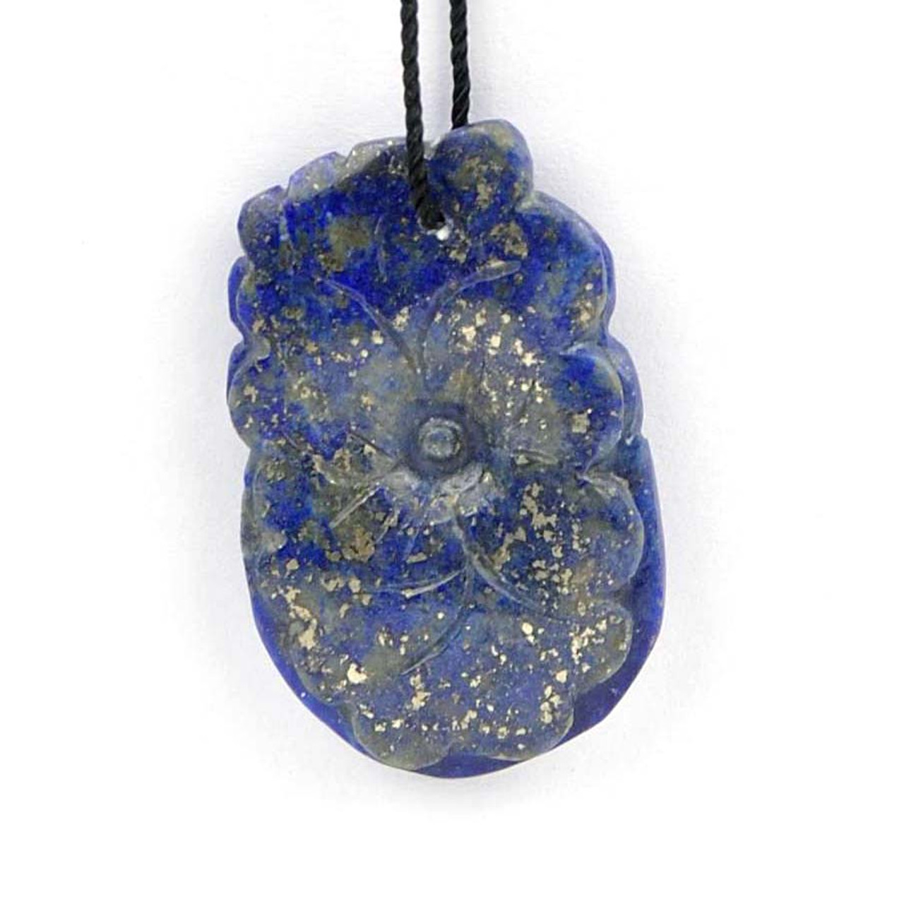 Natural Lapis Lazuli  Lotus Koi Fish Pendant Necklace Gemstone Carving -GZ00092
