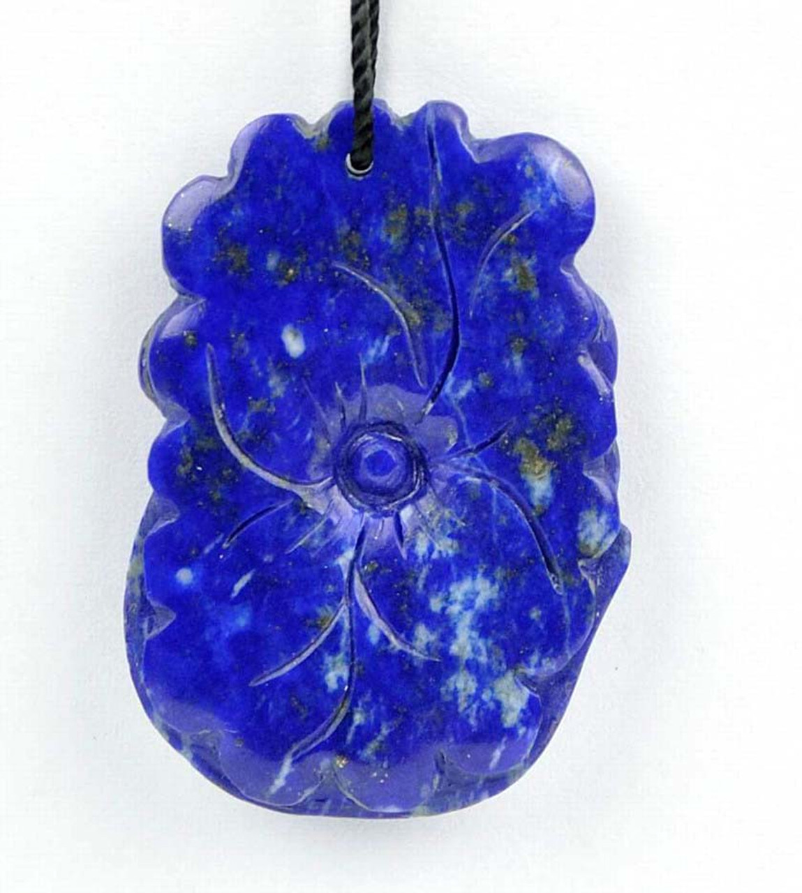 Natural Lapis Lazuli  Lotus Koi Fish Pendant Necklace Gemstone Carving -GZ00095