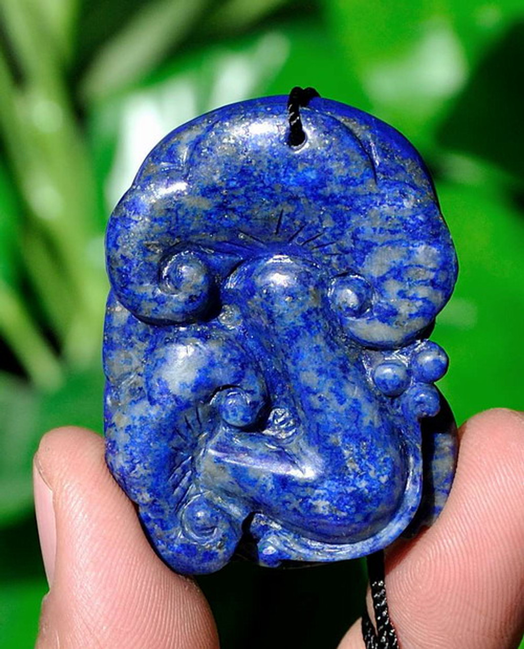 Natural Lapis Lazuli Dragon Pendant Necklace Chinese Amulet Talisman Carving -GZ00099