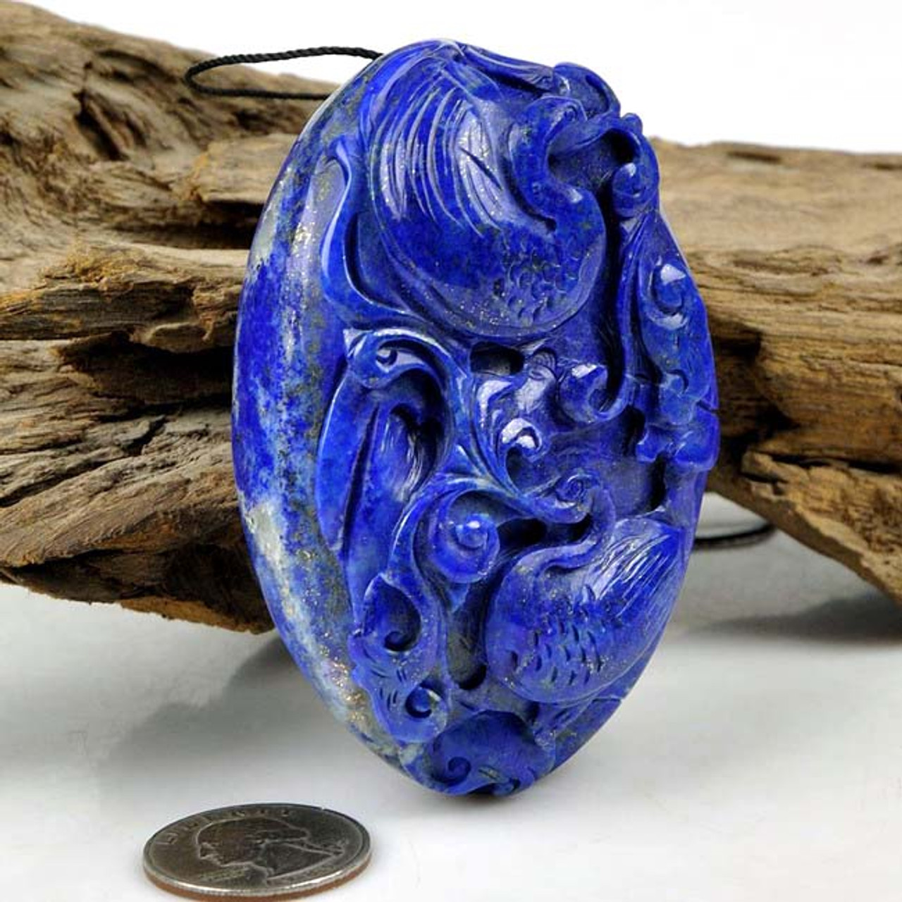 Hand Carved Natural Lapis Lazuli Crane Bird Carving / Gemstone Figurine ...