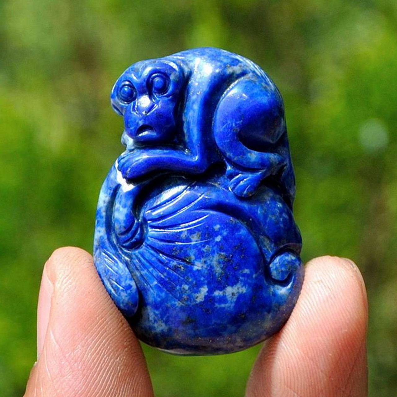 Lapis Lazuli Monkey Peach Pendant