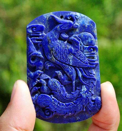 Natural Lapis Lazuli Bird Phoenix Pendant / Necklace Gemstone