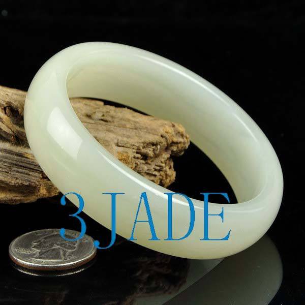 60mm Natural Hetian White Nephrite Jade Bangle Bracelet w/ Certificate -C004228