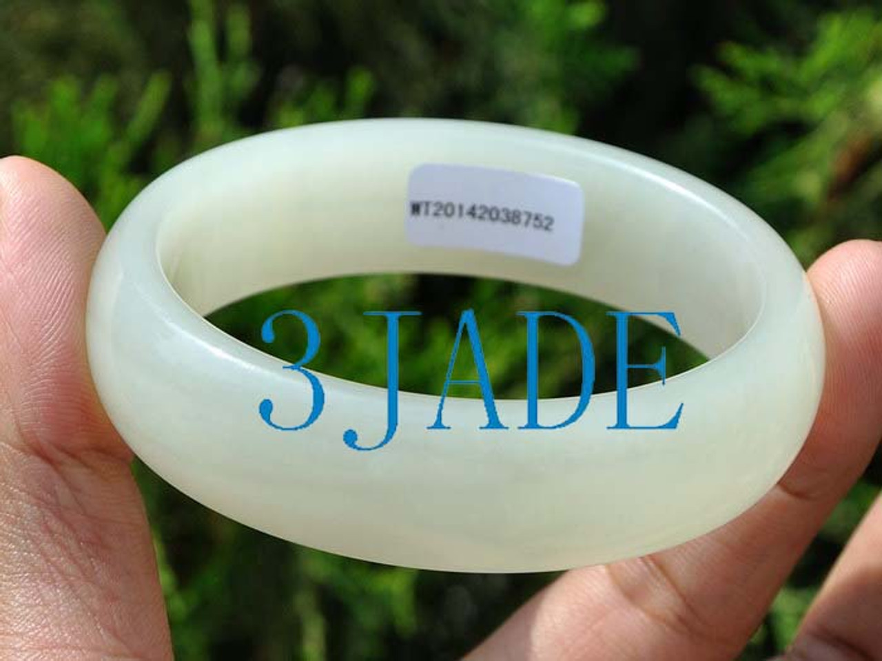 60mm Natural Hetian White Nephrite Jade Bangle Bracelet w/ Certificate -C004228