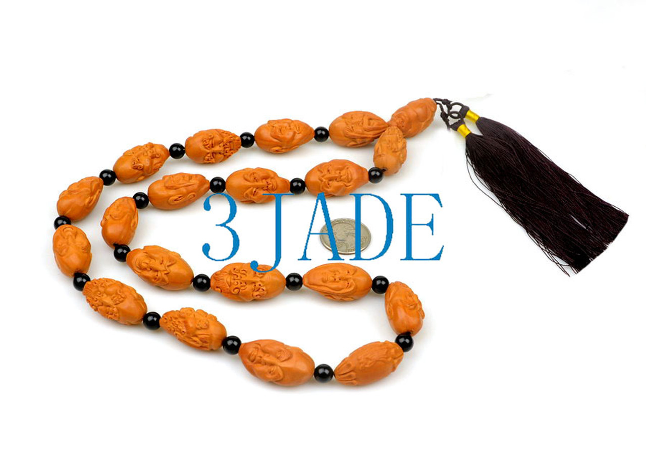 Carved Olive Pit Arhats Buddhist Prayer Beads