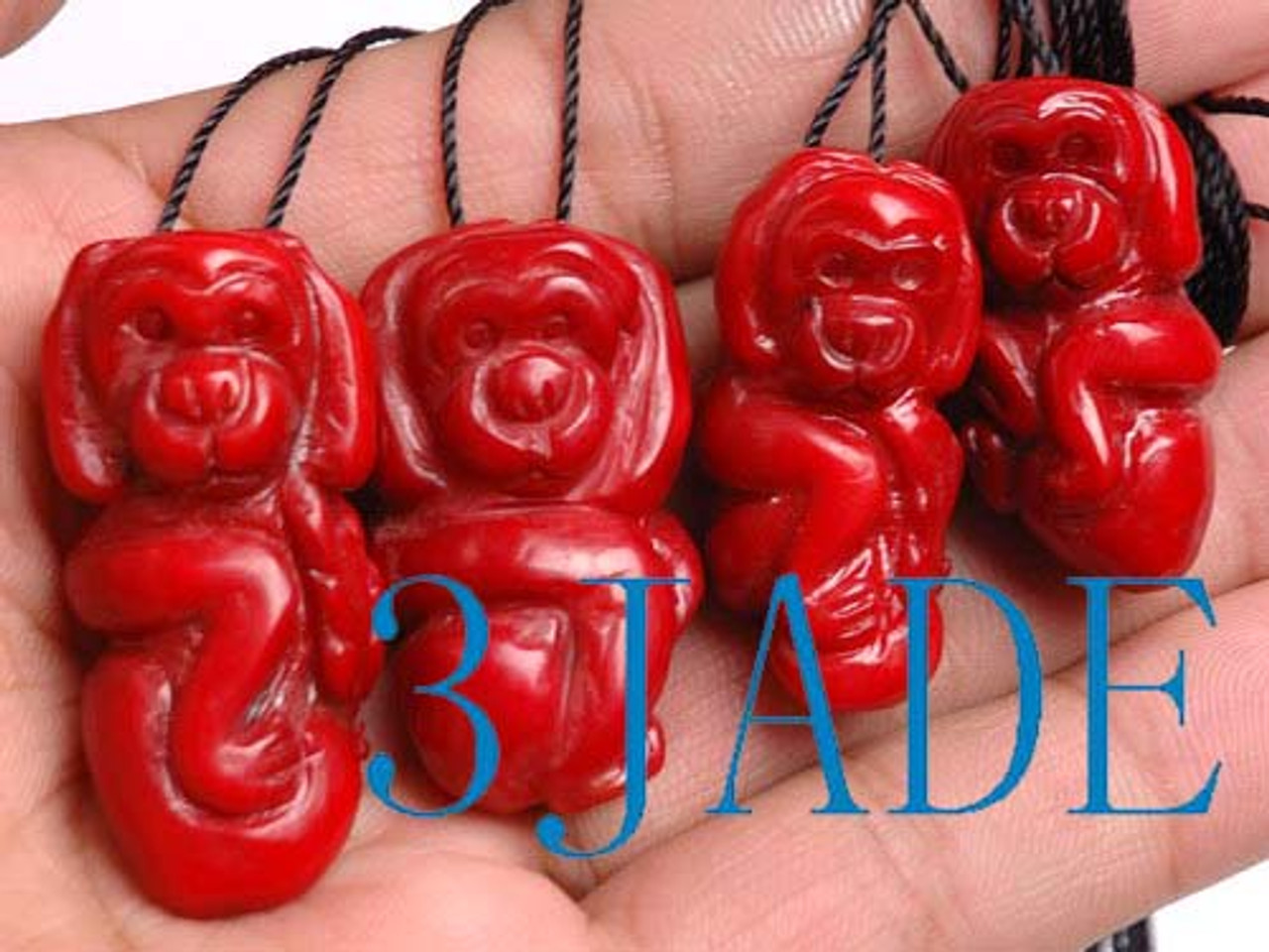 Red Coral Monkey Figurine