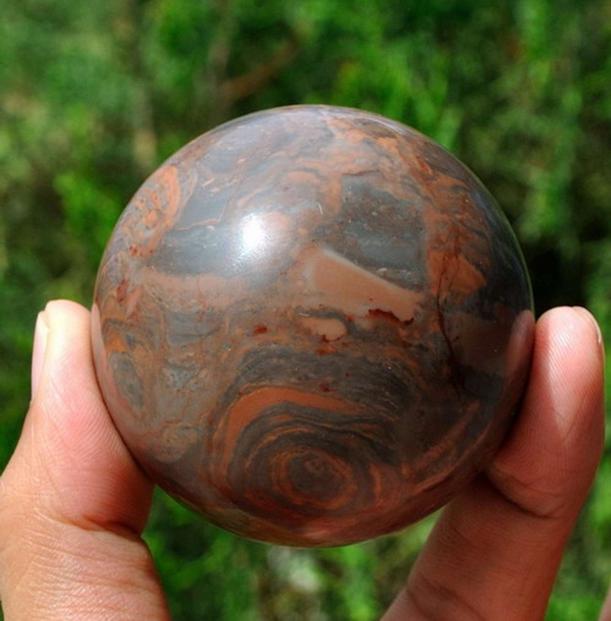59m Natural Striped Red Marble Sphere Ball