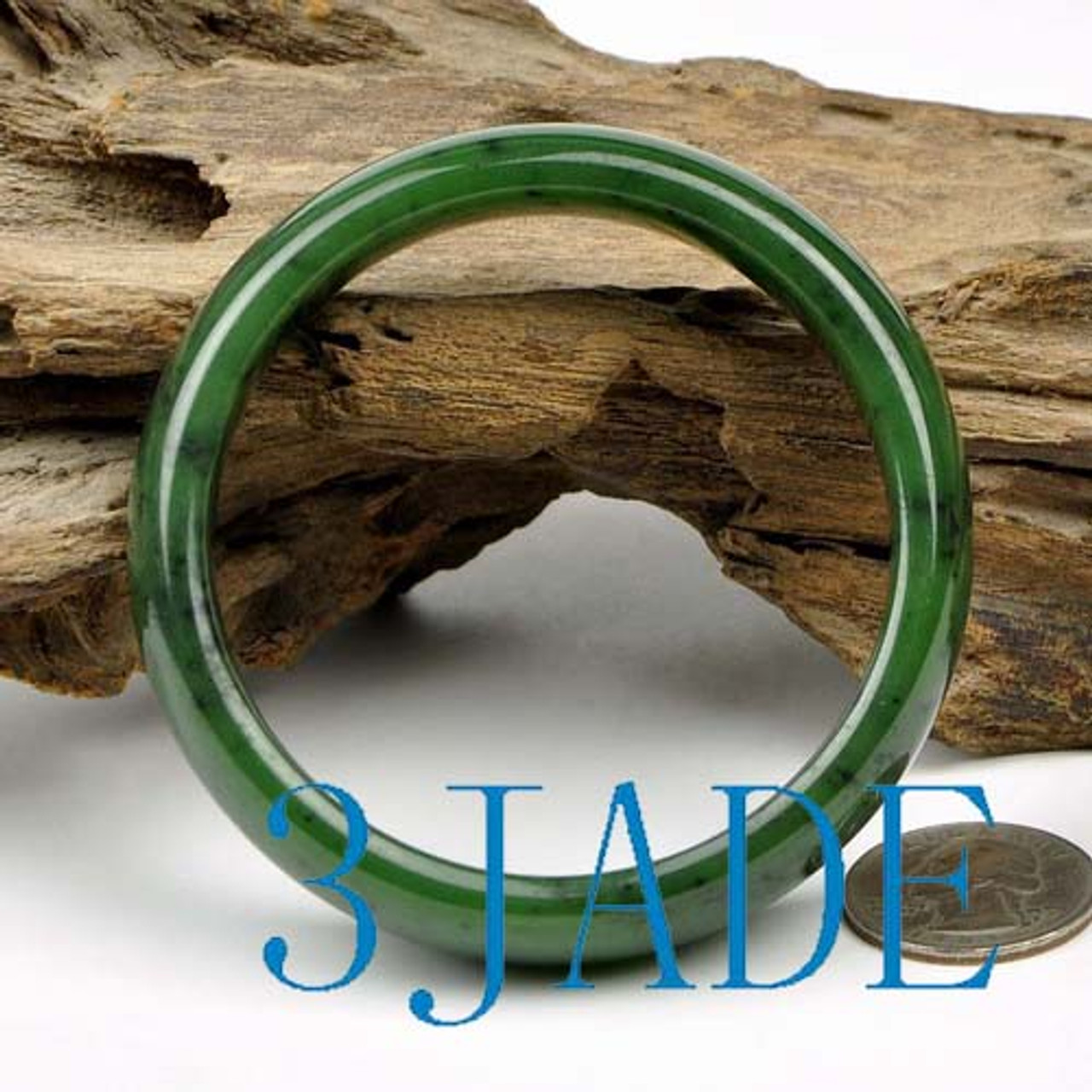 61mm Natural Green Nephrite Jade Bangle Bracelet -C004313