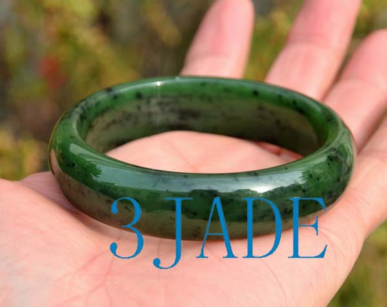 61mm Natural Green Nephrite Jade Bangle Bracelet -C004313