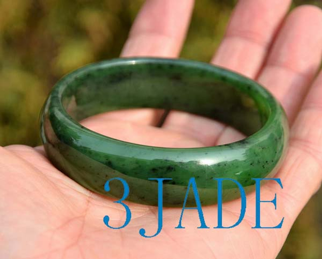 60mm Natural Green Nephrite Jade Bangle Bracelet -C004315