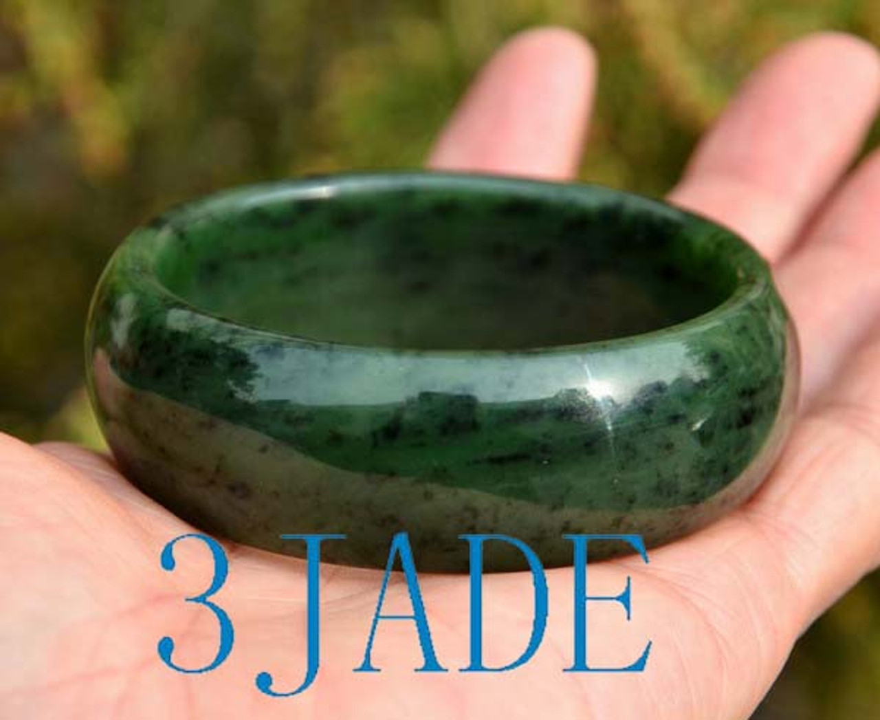 60mm Natural Green Nephrite Jade Bangle Bracelet -C004318