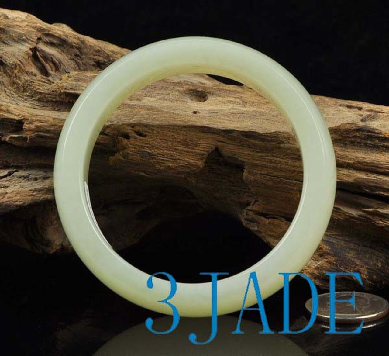62mm Natural Hetian White Nephrite Jade Bangle Bracelet w/ Certificate -C004303