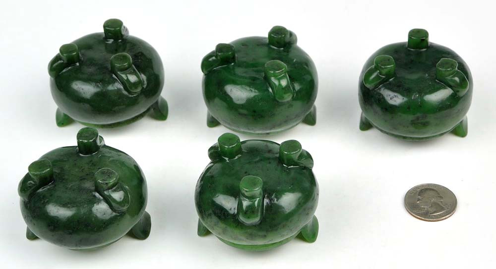 Hand Carved Natural Green Nephrite Jade Chinese Censer Buddhist Stone Incense Burner -M004001