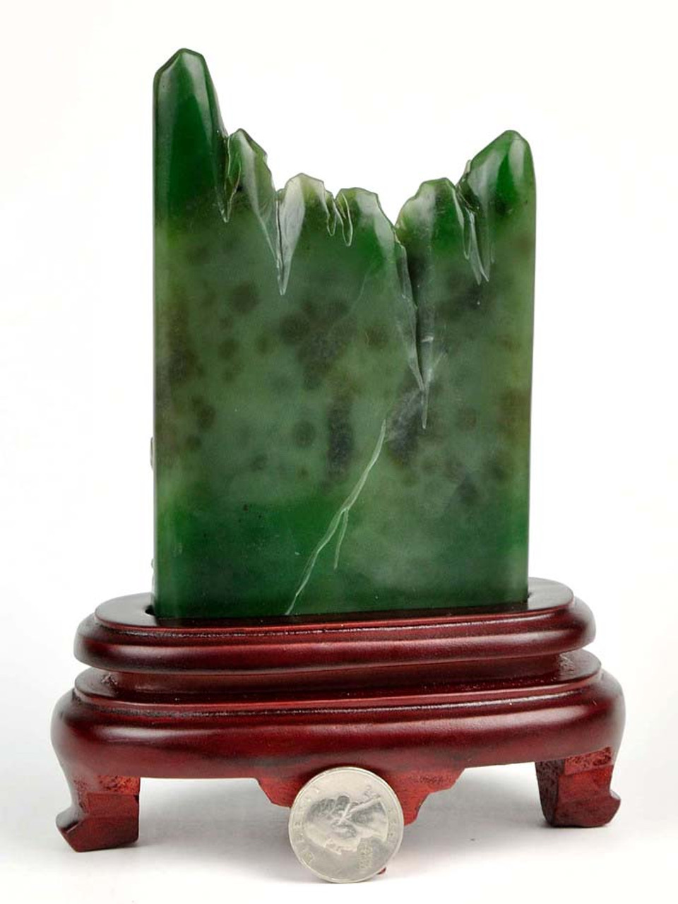 Natural Green Nephrite Jade lotus & Mandarin Duck Statue Sculpture Carving  -J026236