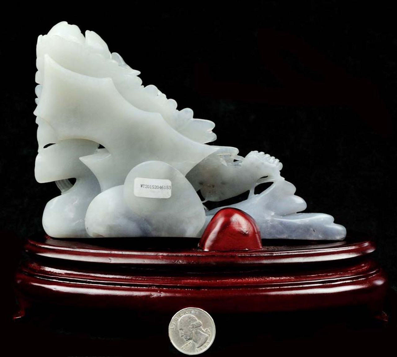 Natural  Hetian White Nephrite Jade Flower & Bird Statue Sculpture Carving w/certificate -J026258