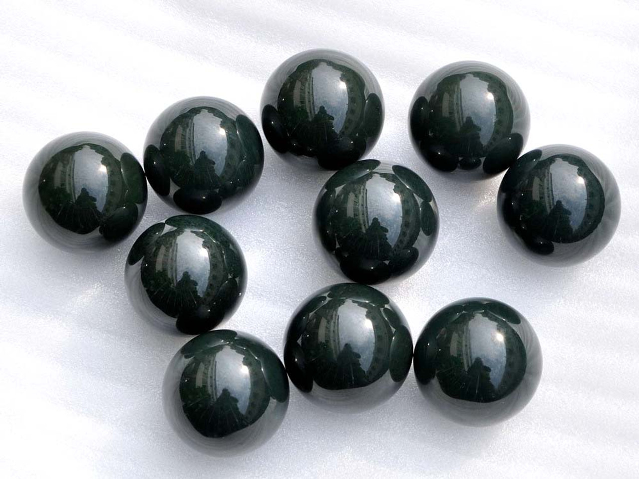 Pair of 44mm Natural Nephrite Jade Balls / Spheres Crystal Healing -Q018046