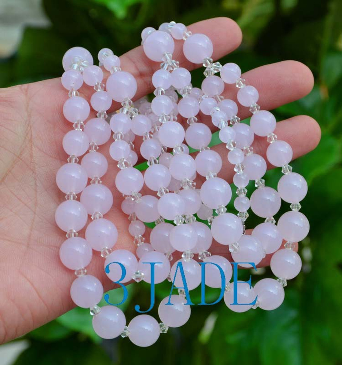 18" Charming Pink Jade / Serpentine 6-12mm Beads Necklace -D010012