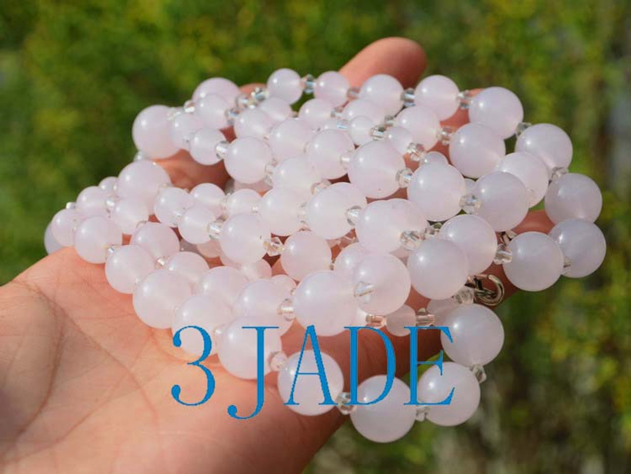 18" Charming Pink Jade / Serpentine 6-12mm Beads Necklace -D010012