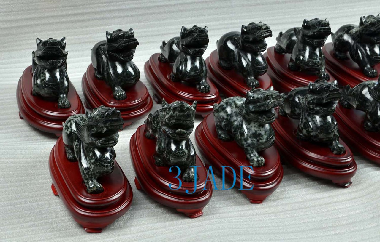 Dushan Jade Pixiu carving from different angles showing fine craftsmanship