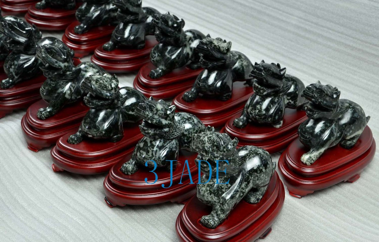 Dushan Jade Pixiu Fengshui Carvings, side view 1