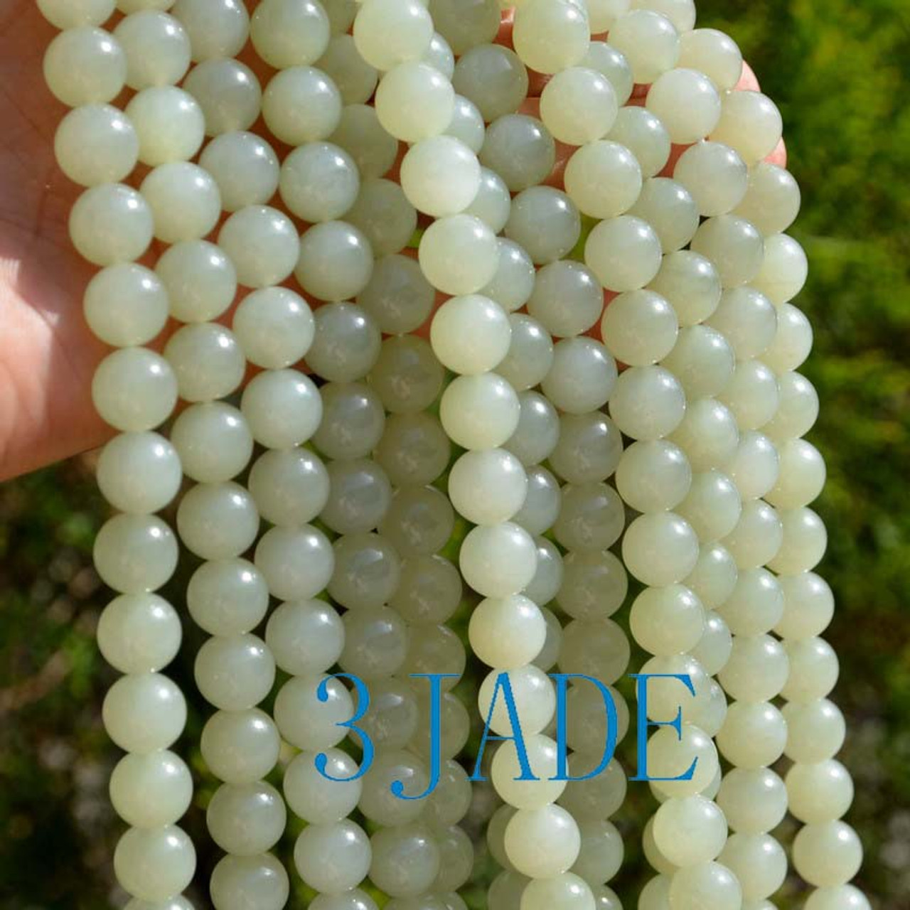 20" Natural Hetian Nephrite Jade Beads Necklace Jewelry, w/ Certificate -D024032