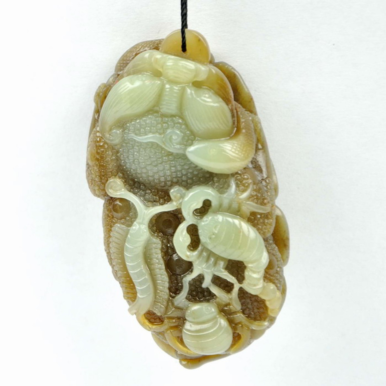 Natural Hetian Nephrite Jade Five Poisonous Creatures Amulet / Carving w/ certificate -G020543