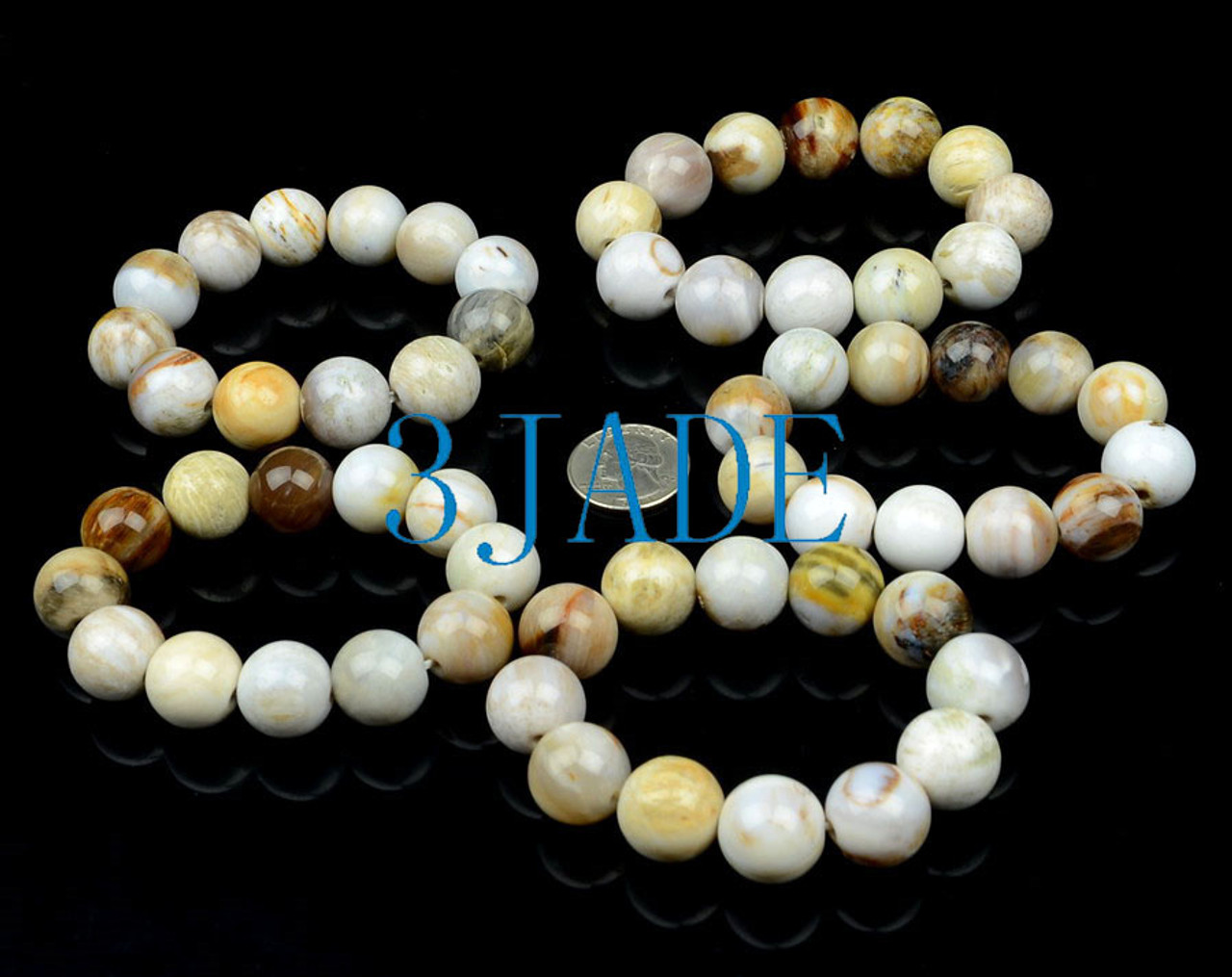 17mm Natural Petrified Wood Fossil/Gemstone Beads Bracelets wholesale