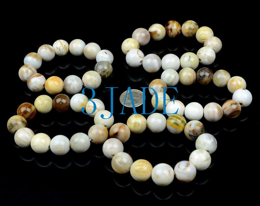 17mm Natural Petrified Wood Fossil/Gemstone Beads Bracelets wholesale