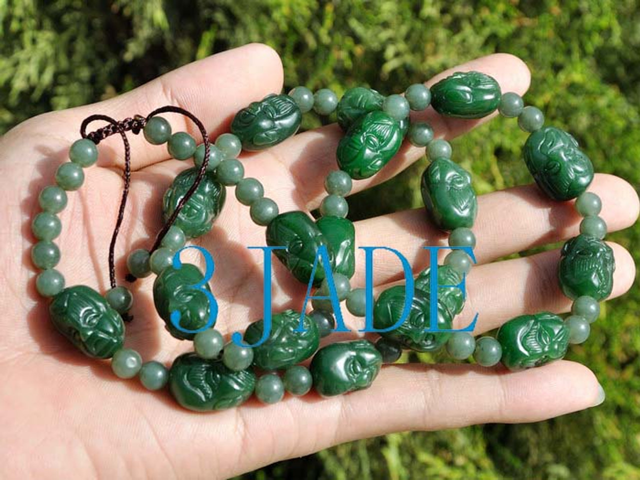 A Grade Natural Green Nephrite Jade 18mm Beads Bracelet w/ certificate  -C041023 - 3JADE wholesale of jade carvings, jewelry, collectables, prayer  beads