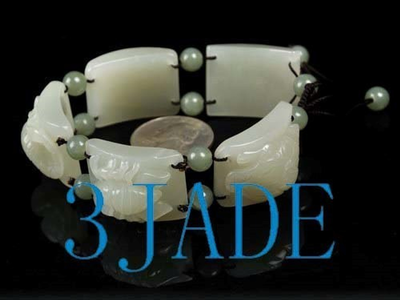 Natural Hetian Nephrite Jade Carved Five Poisonous Creatures Bracelet 