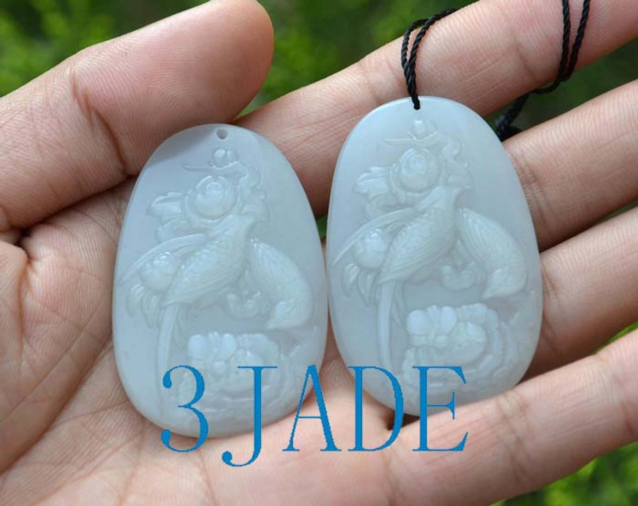 Natural Hetian Nephrite Jade Bird Flower Charm Pendant w/ certificate -G020633