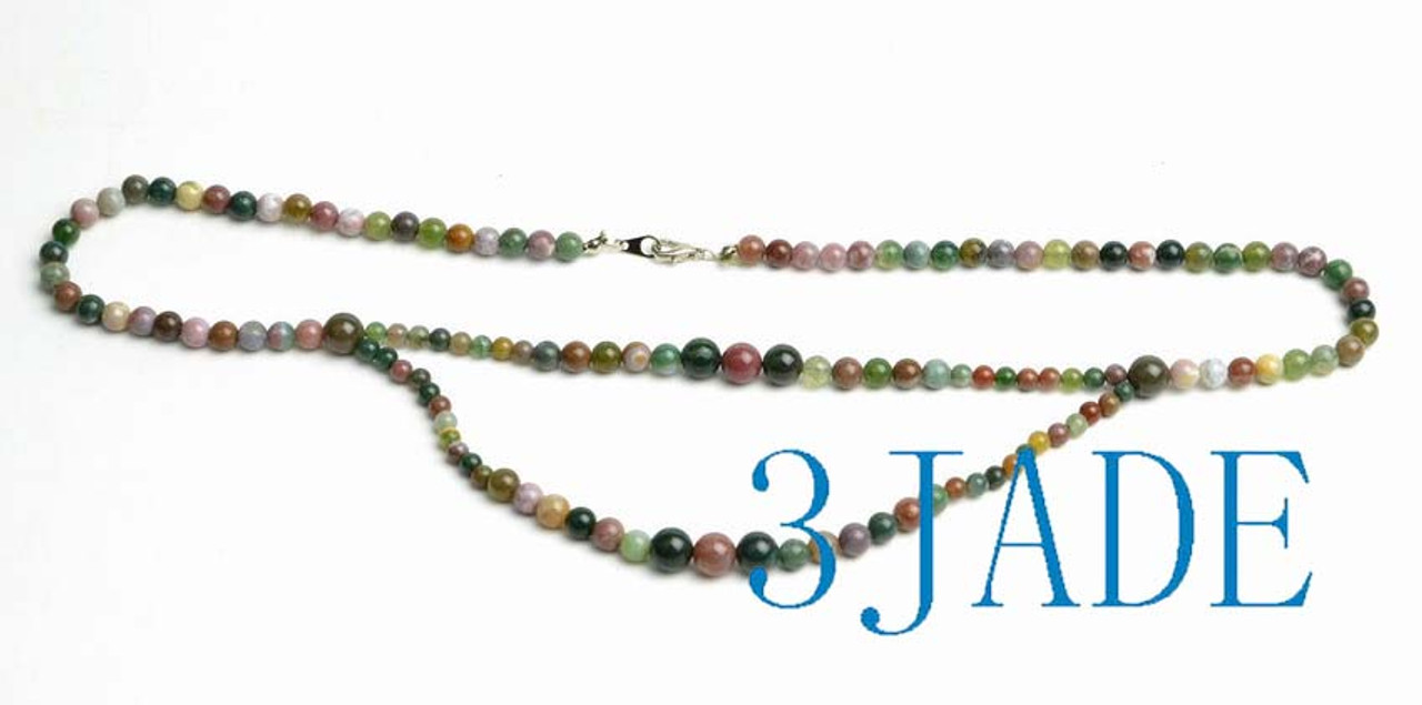 22" Natural Multi-color Moss Agate Beads Necklace -D015106