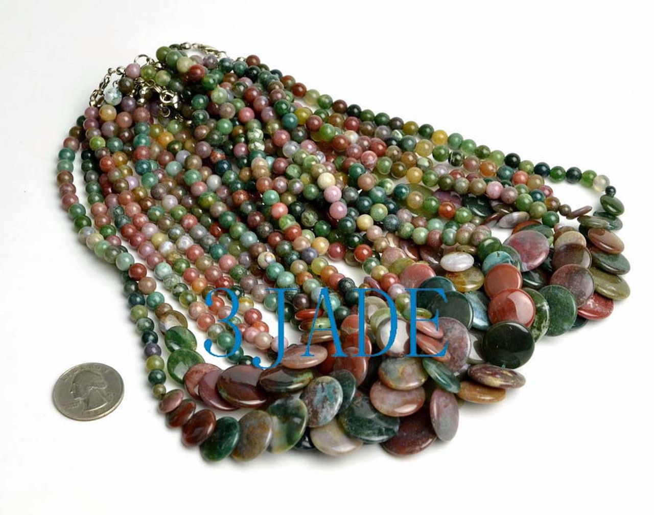 multi-color agate beads necklace