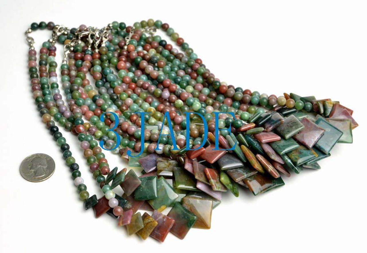 multi-color agate beads necklace