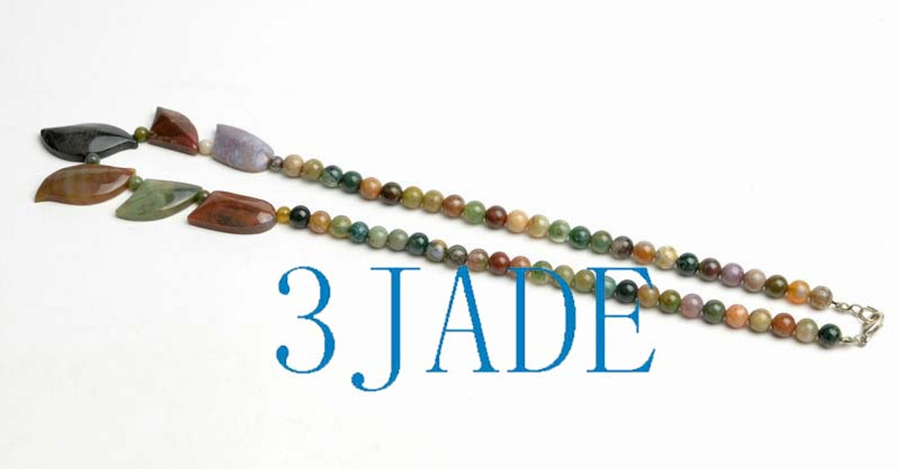 18" Natural Multi-color Moss Agate Beads Necklace -D015100
